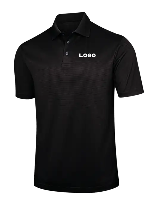 Black Performance Fine Jacquard Polo w/Logo