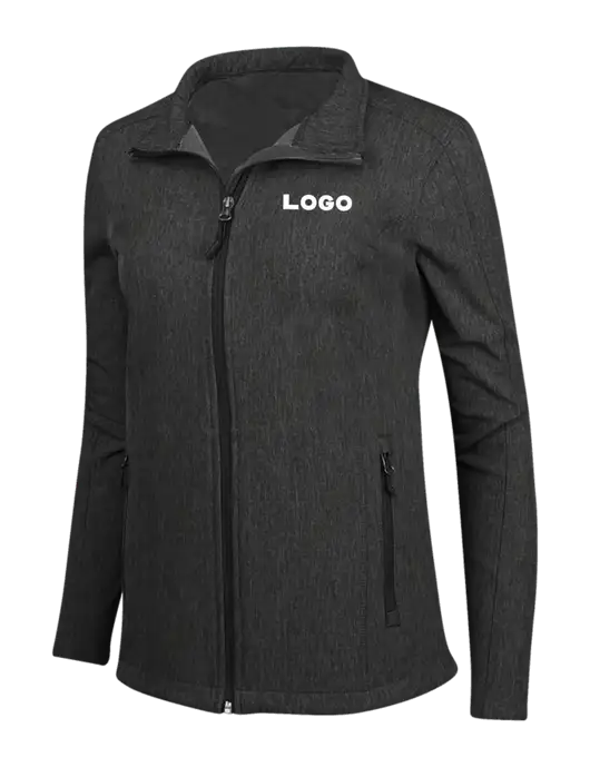 Black Charcoal Heather Womens Core Soft Shell Jacket w/Logo