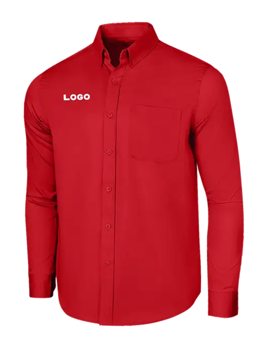 Long Sleeve Red Superpro React Twill Shirt w/Logo