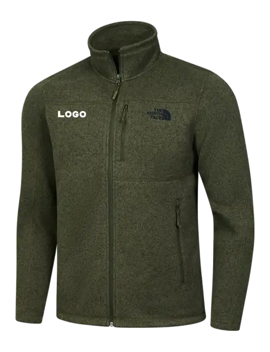 North Face Olive Heather Sweater Fleece Jacket w/Logo