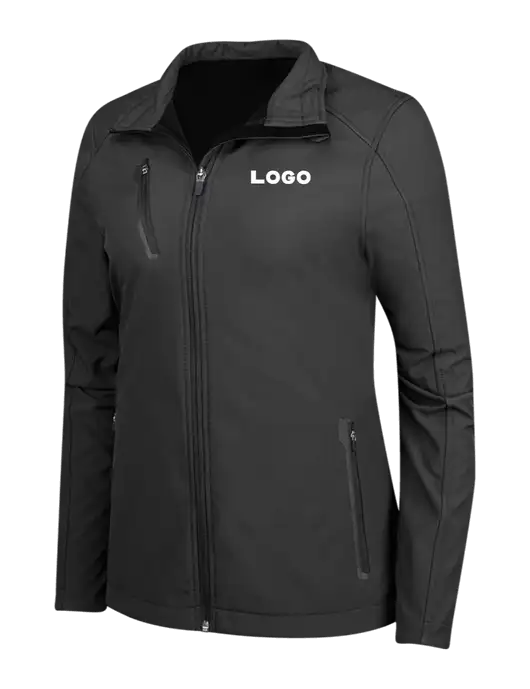 Black Womens Welded Softshell Jacket w/Logo