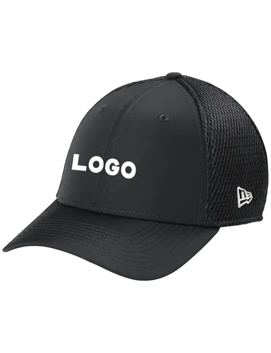 New Era 39THIRTY Performance Stretch Charcoal Grey Mesh Cap w/Logo