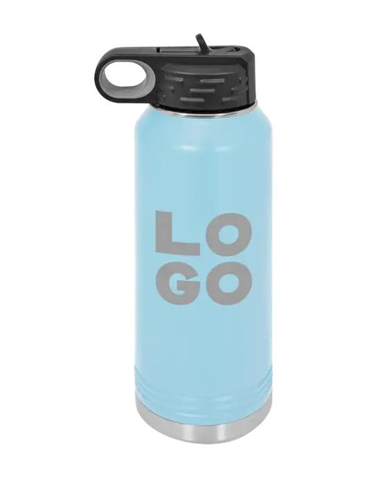Polar Camel 32 oz Powder Coated Light Blue Vacuum Insulated Water Bottle w/Logo