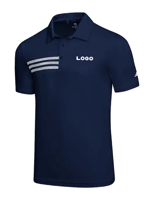 Adidas Navy 3 Stripes Chest Polo w/Logo