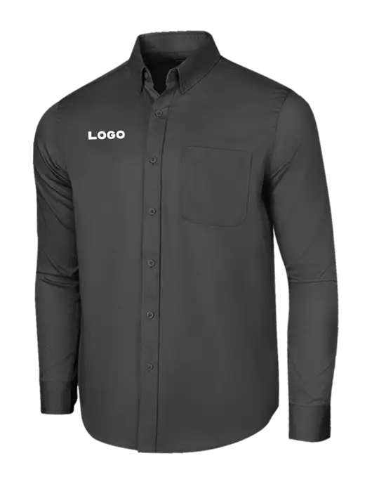 Long Sleeve Dark Grey Superpro React Twill Shirt w/Logo