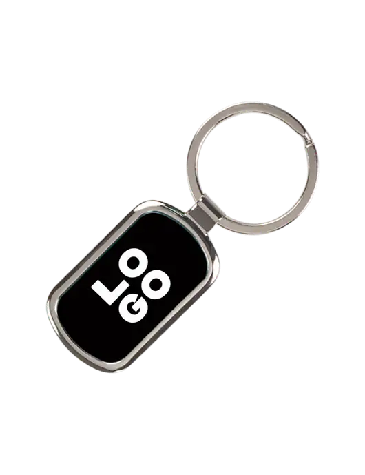 Black Laserable Rectangle Keychain w/Logo