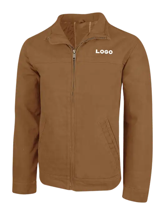 Cornerstone Duck Brown Washed Duck Cloth Flannel Lined Work Jacket w/Logo