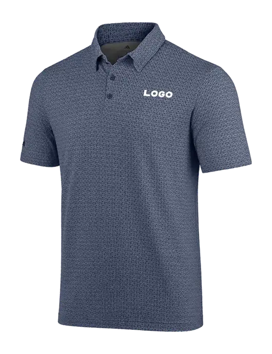 Adidas Light Navy Printed Blend Polo w/Logo
