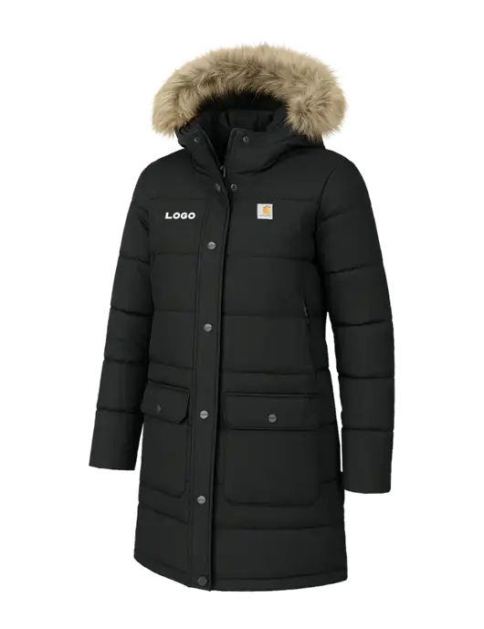 Carhartt Womens Montana Black Insulated Hooded Coat w/Logo