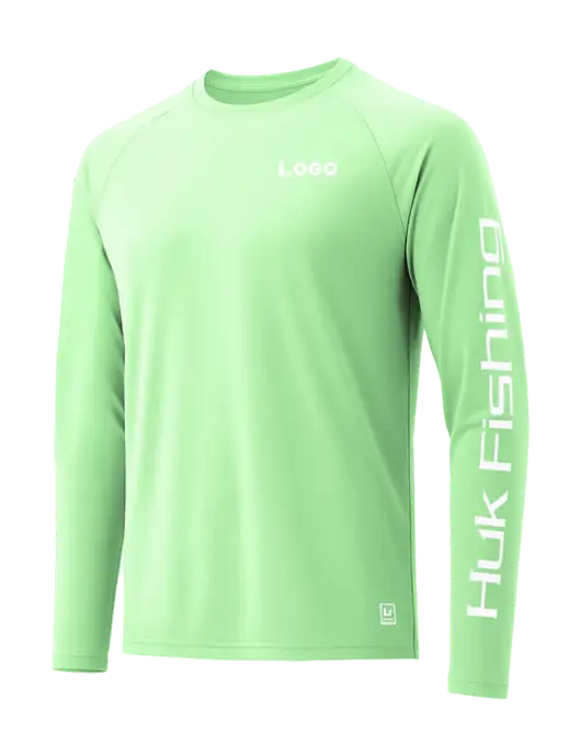 HUK Light Green LoPro Pursuit Long Sleeve T-Shirt w/Logo