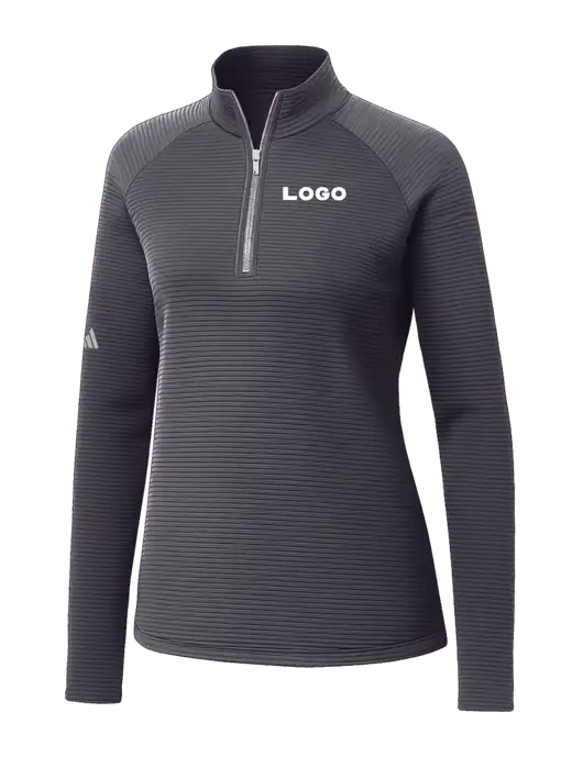 Adidas Womens Medium Grey Spacer Quarter-Zip Pullover  w/Logo