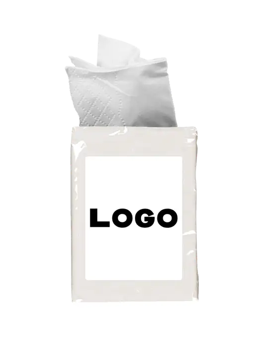 White Mini Tissue Packet w/Logo
