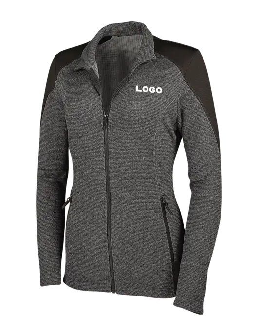 Medium Grey Heather Womens Grid Fleece Jacket w/Logo
