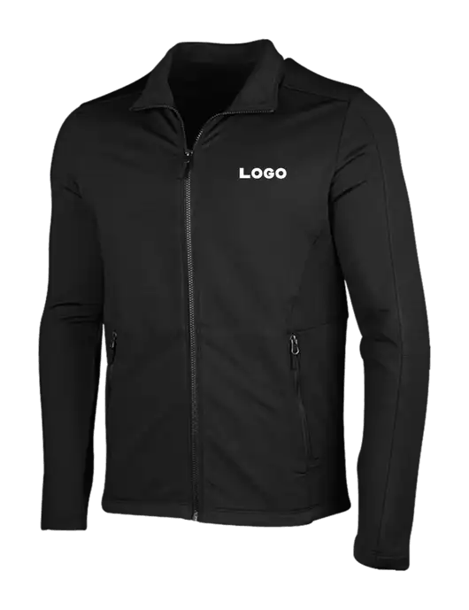 Deep Black Grid Fleece Jacket w/Logo