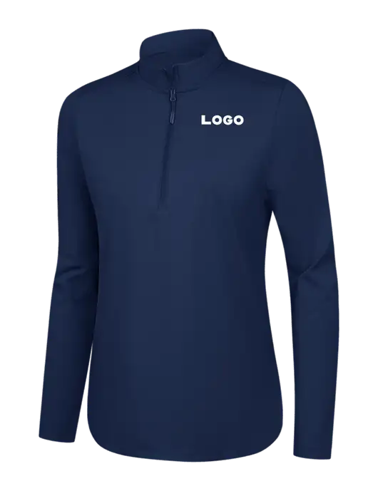  Womens Dark Navy C-FREE Double Knit 1/4-Zip w/Logo