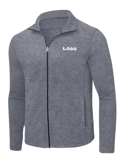 Light Navy Heather Microfleece Full-Zip Jacket w/Logo