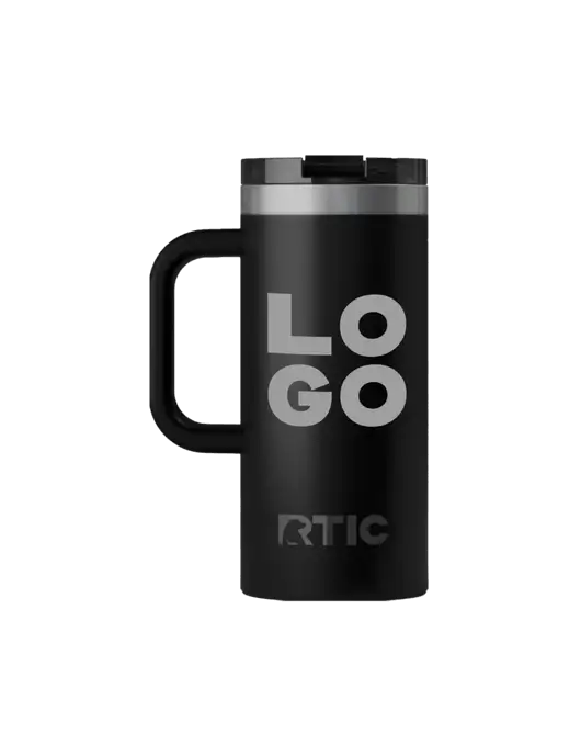 RTIC Road Trip 16 oz Black Travel Mug w/Logo