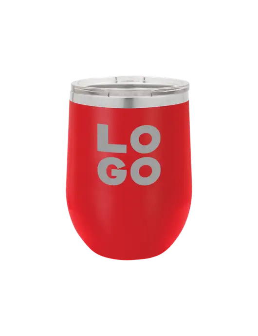 Polar Camel 12 oz Powder Coated Red Vacuum Insulated Stemless Wine Tumbler w/Logo
