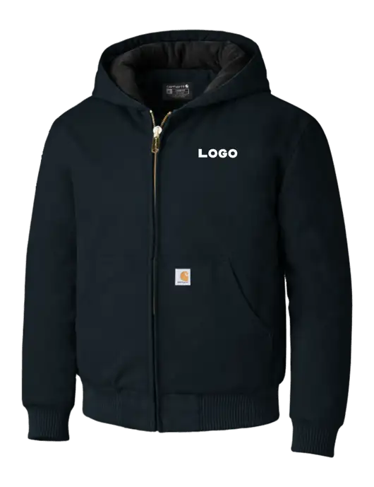 Carhartt Navy Quilted-Flannel-Lined Duck Active Jacket w/Logo