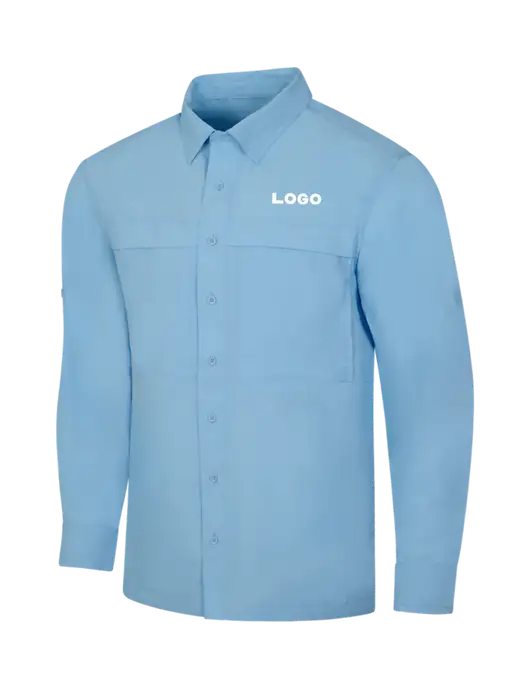 Light Blue Long Sleeve UV Daybreak Shirt w/Logo