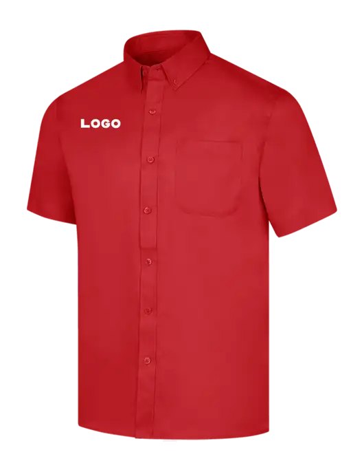 Short Sleeve Red Superpro React Twill Shirt w/Logo