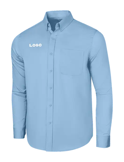 Long Sleeve Light Blue Superpro React Twill Shirt w/Logo
