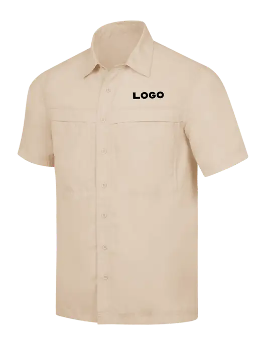 Tan Short Sleeve UV Daybreak Shirt w/Logo