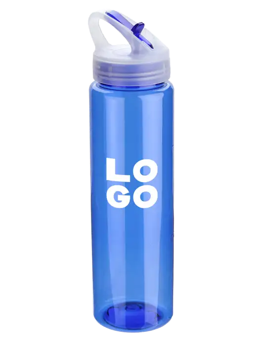 Buddy Blue 32 oz PET Bottle with Flip Lid w/Logo
