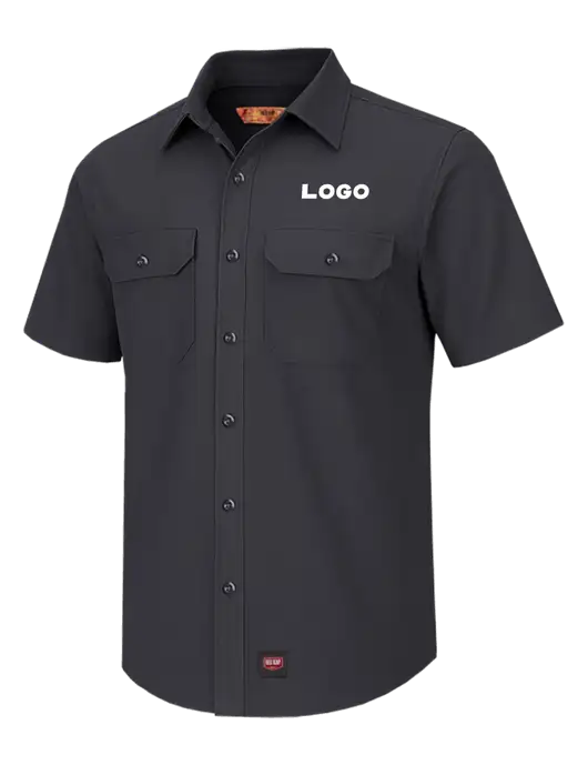 Red Kap Charcoal Short Sleeve Solid Ripstop Shirt w/Logo
