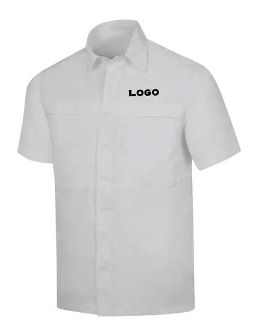 White Short Sleeve UV Daybreak Shirt w/Logo