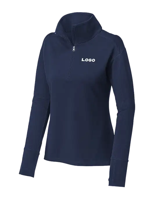 Womens Sport-Wick Flex Fleece Dark Navy 1/4-Zip w/Logo