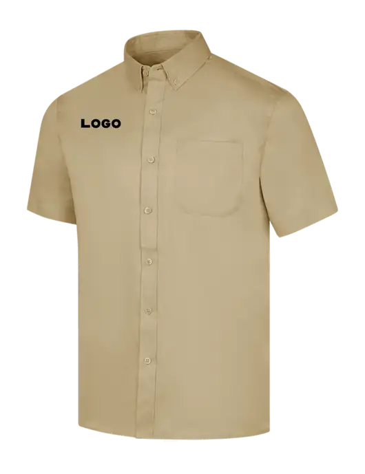 Short Sleeve Dark Tan Superpro React Twill Shirt w/Logo
