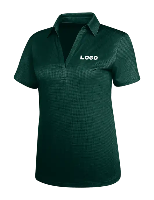 Dark Green Womens Performance Fine Jacquard Polo w/Logo