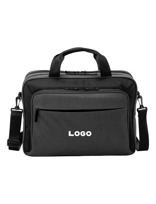 Travel Exec Graphite Heather/Black Laptop Briefcase w/Logo
