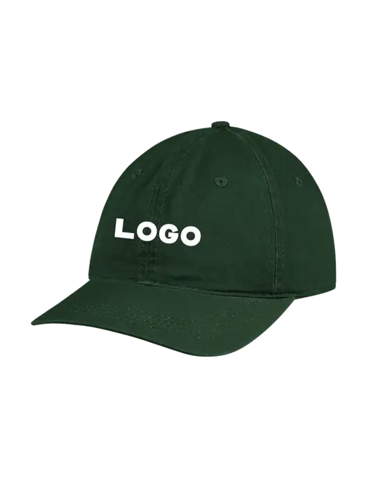 Garment Washed Unstructured Twill Dark Green Cap w/Logo