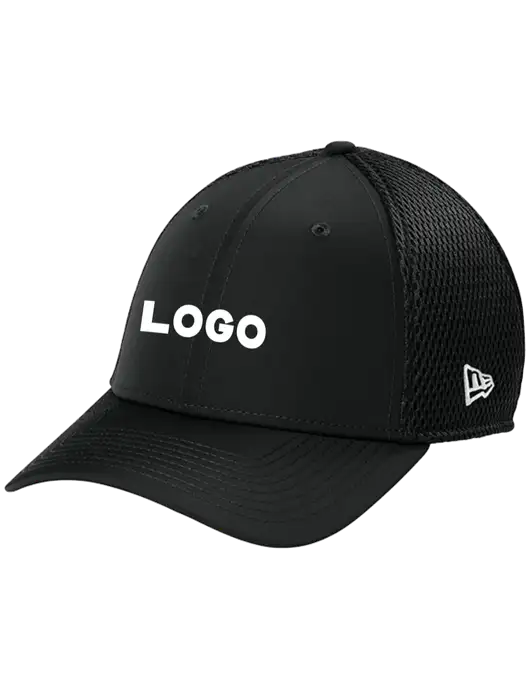 New Era 39THIRTY Performance Stretch Black Mesh Cap w/Logo