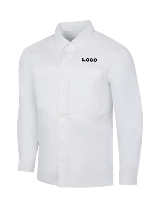 White Long Sleeve UV Daybreak Shirt w/Logo