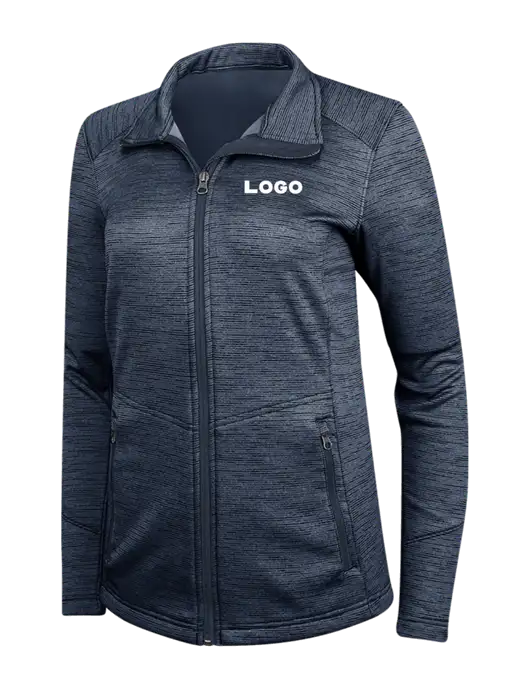 Navy Womens Digi Stripe Fleece Jacket w/Logo