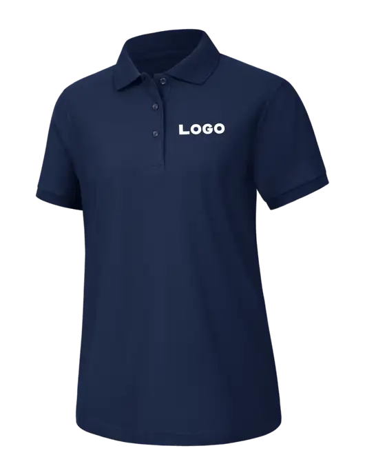 Womens Navy Silk Touch Polo w/Logo