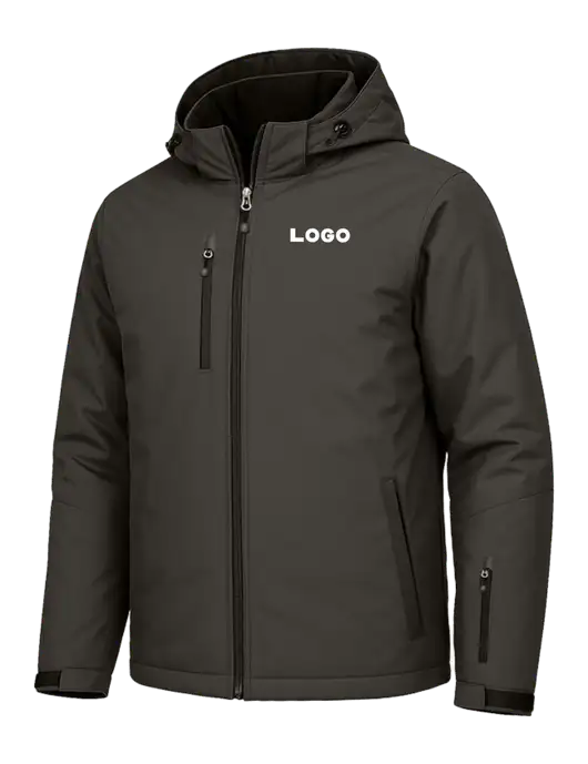 Cold Weather Vortex Dark Grey/ Black Waterproof 3-in-1 Jacket with Detachable Hood w/Logo