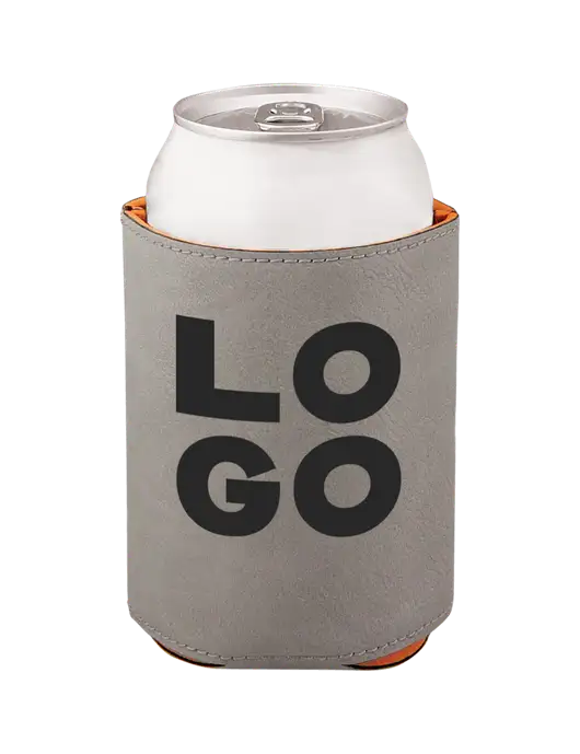 Grey Leatherette Beverage Holder w/Logo