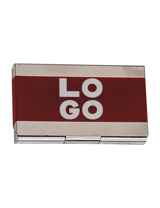 Red 3.75 x 2.5 Business Card Holder w/Logo