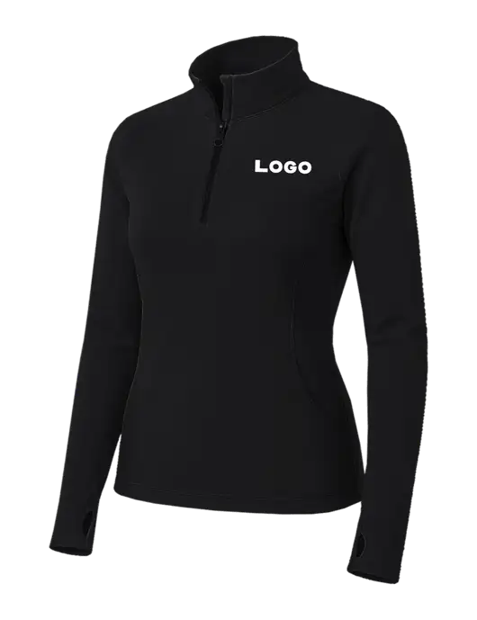 Womens Black Sport Wick Stretch 1/4 Zip Pullover w/Logo