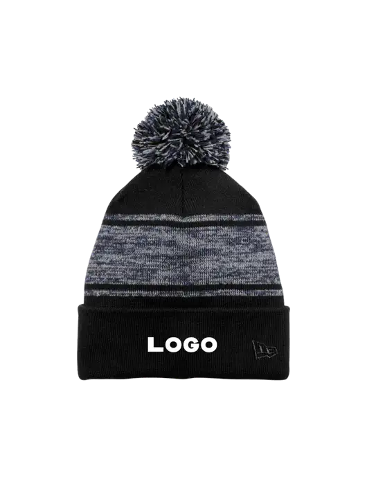 New Era Black/Navy Knit Chilled Pom Beanie w/Logo