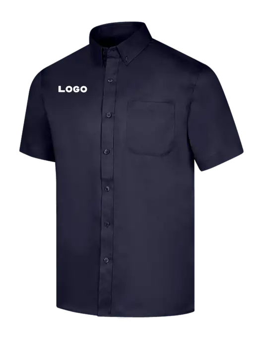 Short Sleeve Navy Superpro React Twill Shirt w/Logo