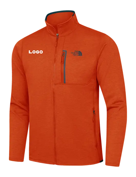 North Face Orange Heather/Navy Skyline Full-Zip Fleece Jacket w/Logo