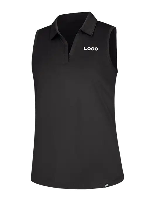 TravisMathew Womens Black Coto Performance Sleeveless Polo w/Logo