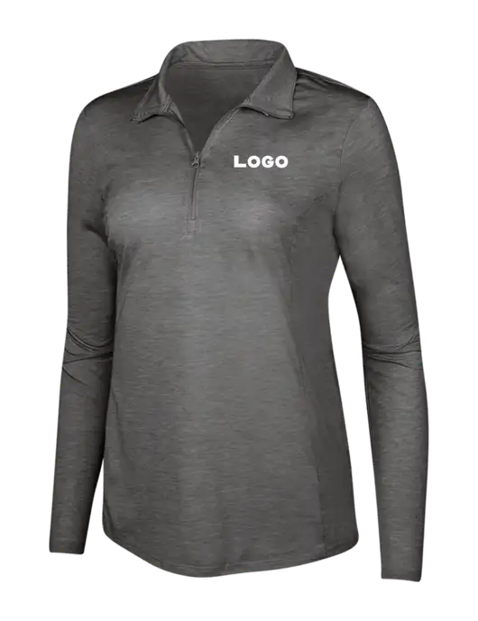 Dark Grey Heather Womens Posicharge Tri-Blend Wicking 1/4 Zip Pullover w/Logo