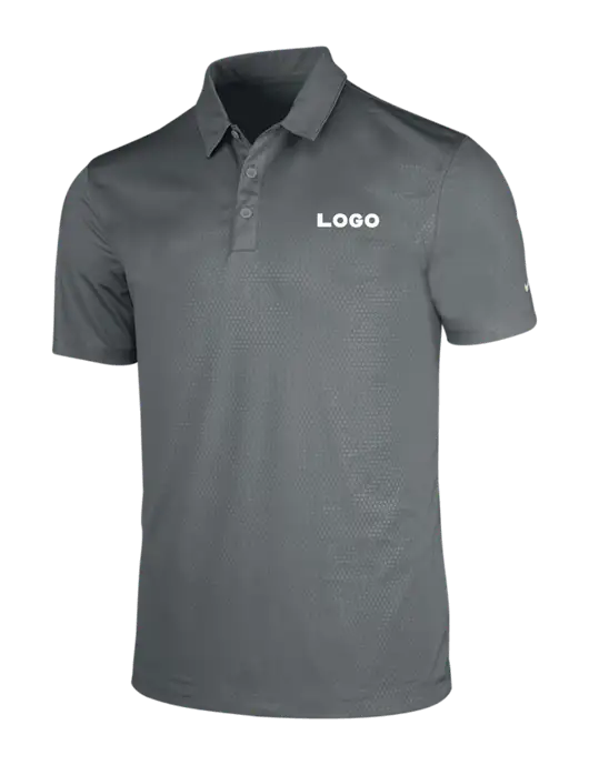 NIKE Medium Grey Dri-Fit Embossed Tri-Blade Polo w/Logo