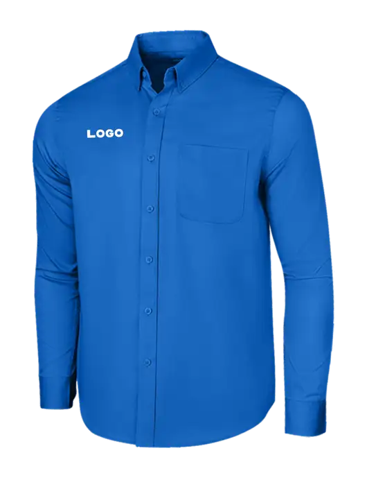 Long Sleeve Royal Blue Superpro React Twill Shirt w/Logo